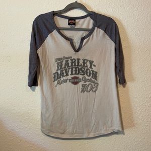 Harley Davidson Gray 3/4 Sleeve With Jewels Shirt